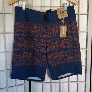 Patagonia blue and brown nwt mens board shorts size 30